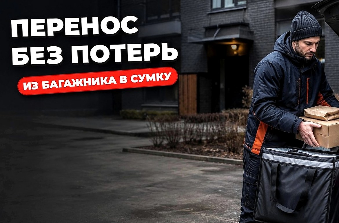Как перекладывать заказы между сумкой и багажником