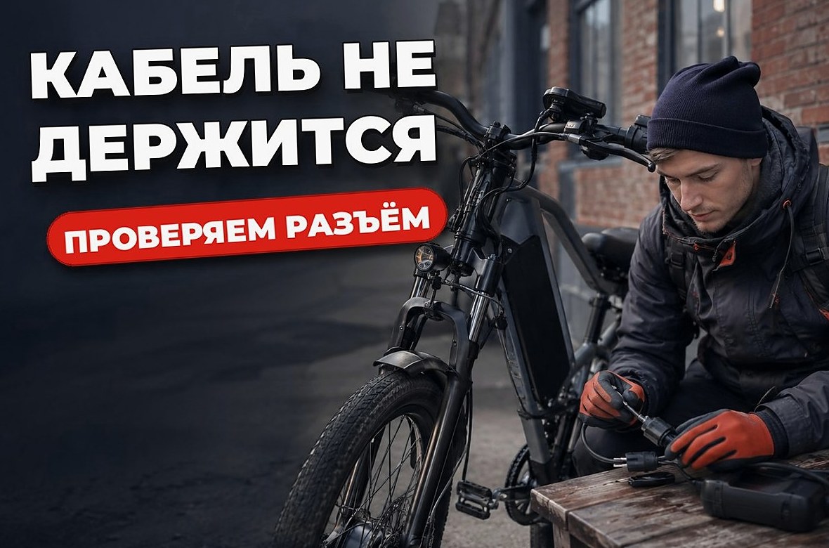 Как проверить разъём зарядки электровелосипеда, если кабель не держится