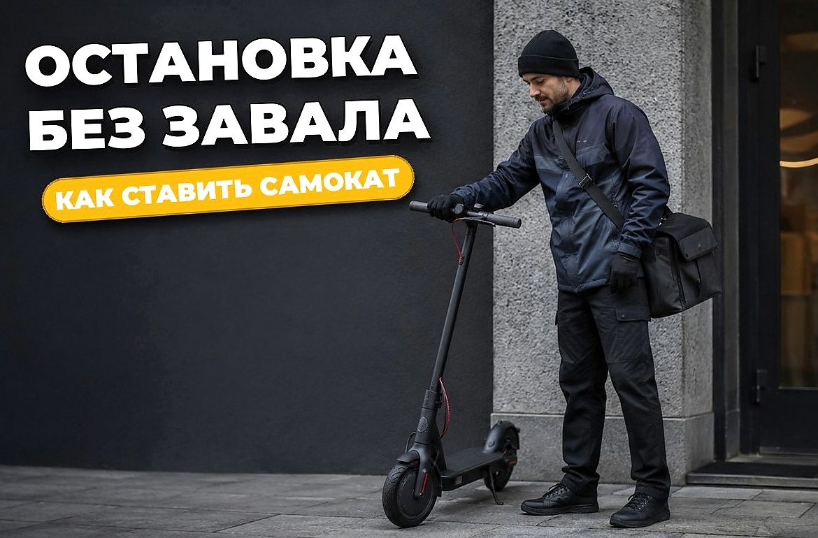Как закреплять самокат при остановке курьеру