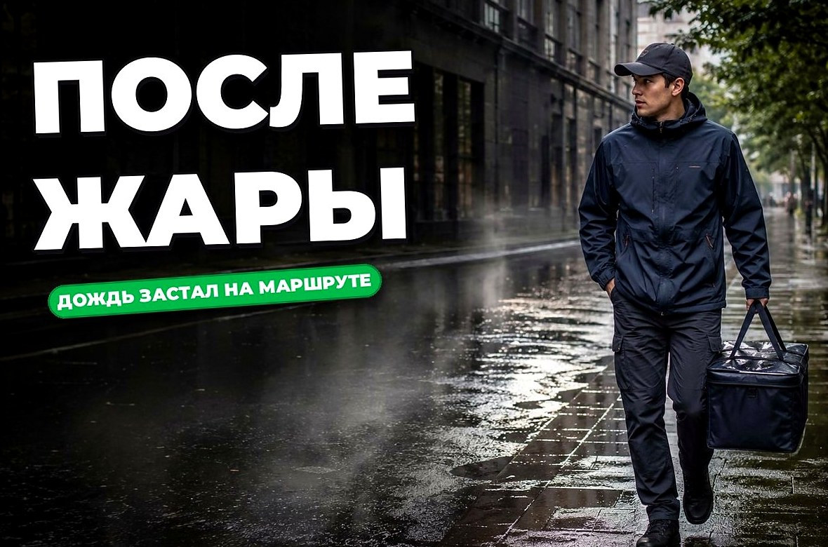 Курьер в дождь после жары: как не терять время на мокром переходе